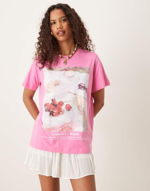 ASOS DESIGN – Rosa t-shirt med regular fit och 