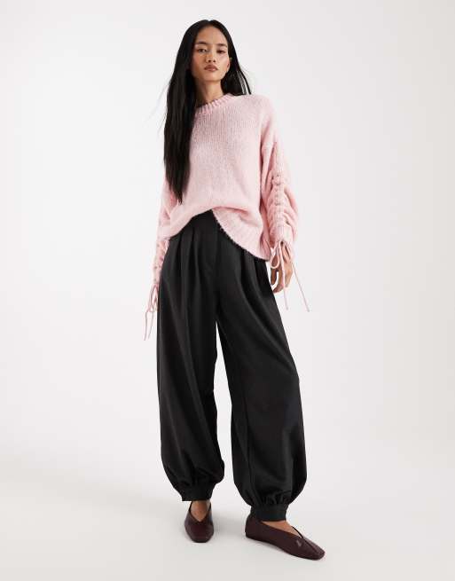 ASOS DESIGN – Rosa tröja med ryschade ärmar, 2 av 4