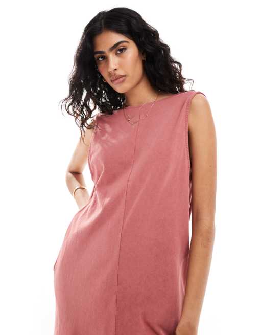 ASOS DESIGN – Rosa, tvättad jumpsuit i jersey med ficka, 3 av 4