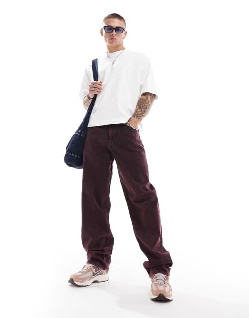 ASOS DESIGN – Rosa, tvättade, baggy jeans