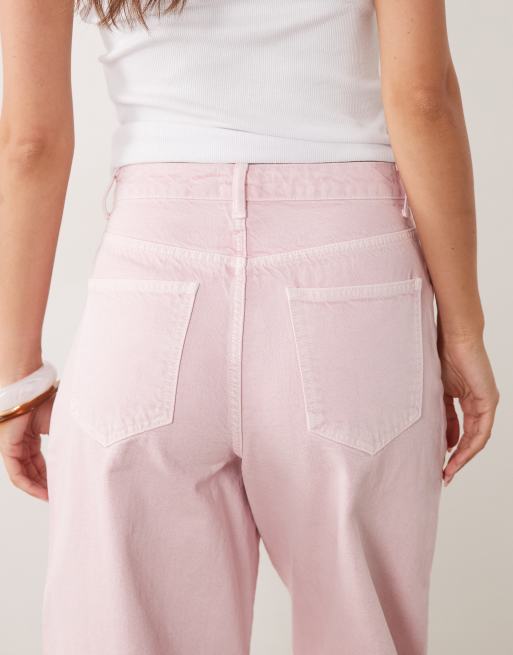 ASOS DESIGN – Rosa, tvättade jeans med barrelben, 5 av 5