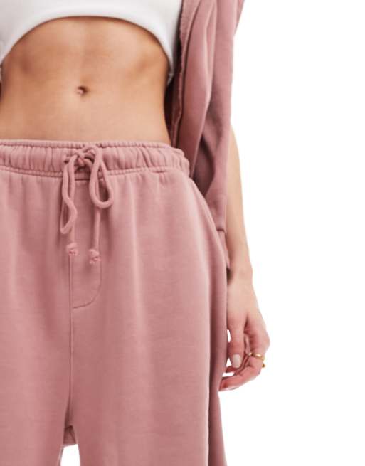 ASOS DESIGN – Rosa, tvättade, oversize shorts i unisex-modell med råskuren fåll, 3 av 4