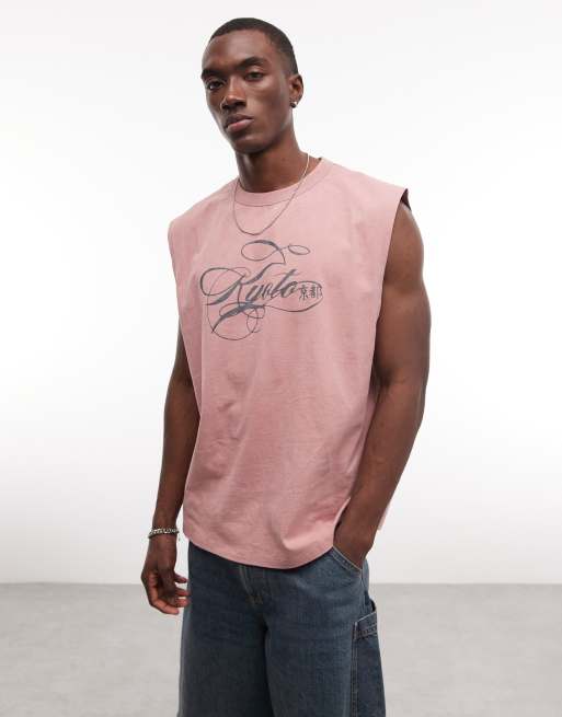 ASOS DESIGN – Rosa, tvättat och kraftigt linne i oversize med texttryck, 3 av 5