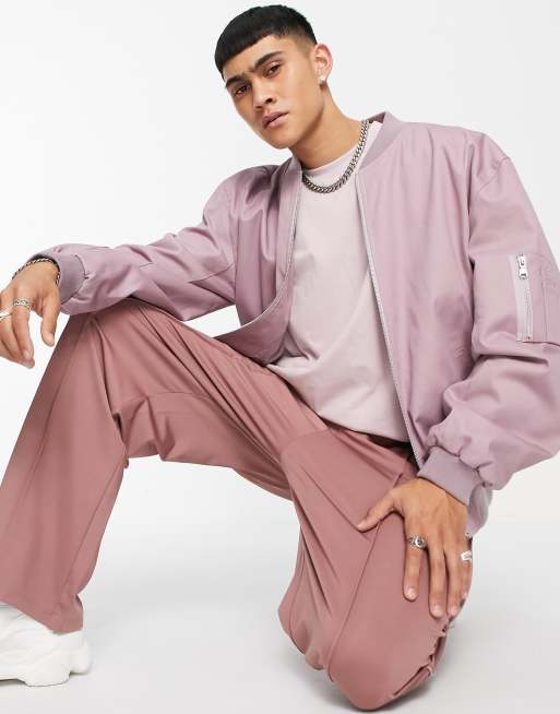 ASOS DESIGN – Rosa urtvättad bomberjacka i oversize med MA1-ficka