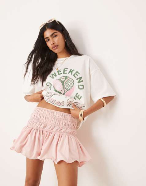 ASOS DESIGN – Rosa, utsvängd minikjol med sänkt midja - view 1