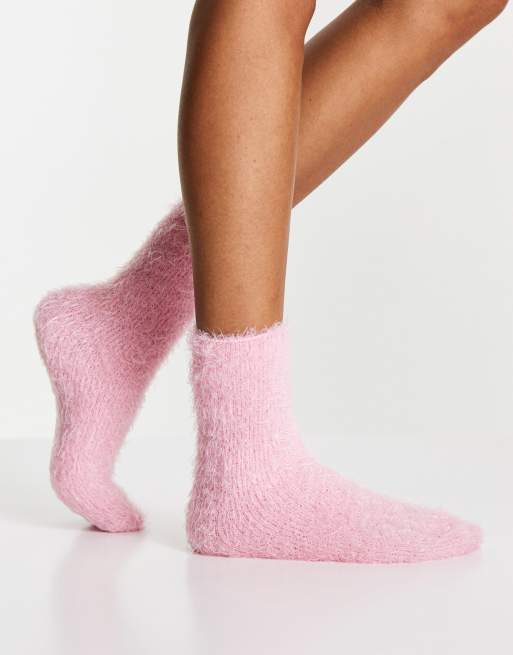 ASOS DESIGN – Rosa vadhöga mysstrumpor i superfluffigt material, 2 av 4