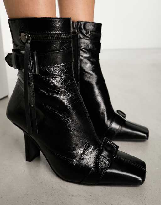 Asos black hotsell buckle boots