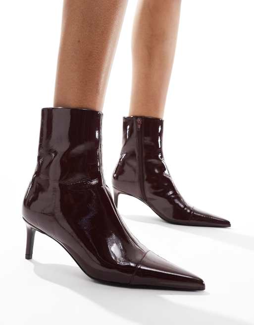 ASOS DESIGN - Rosalie - Halfhoge laarzen met kittenhak in bordeauxrood, 4 van 4