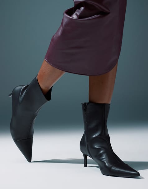 ASOS DESIGN - Rosalie - Sorte og mellemhøje støvler med kitten-hæl - view 1