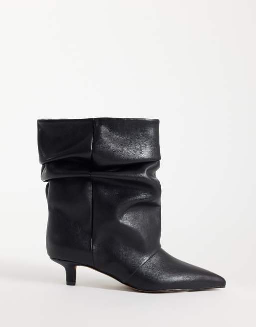 ASOS DESIGN Rosario slouch kitten heel boots in black, 2 of 4