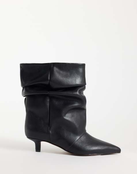 ASOS DESIGN Rosario Slouch-Stiefel mit Kitten-Heel in Schwarz - view 1