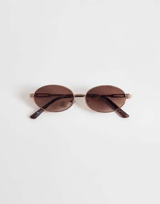 ASOS DESIGN – Roséguldfärgade och spräckliga, ovala solglasögon i metall, 3 av 3