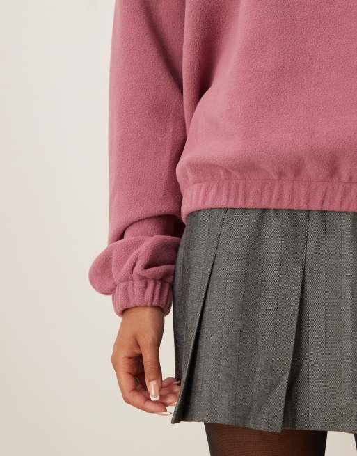 ASOS DESIGN – Rosenrosa sweatshirt i polarfleece med dragkedja vid halsen, 4 av 4