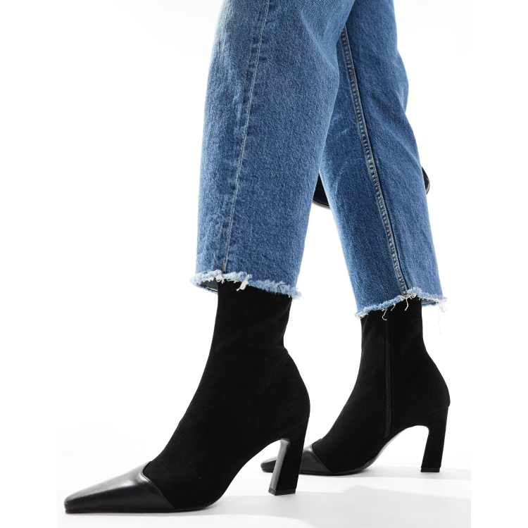 ASOS DESIGN Rosie mid-heel sock boots in black ASOS