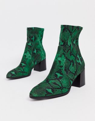 green snake print boots