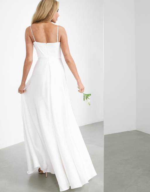 ASOS DESIGN Rosie satin cami wedding dress with square neck