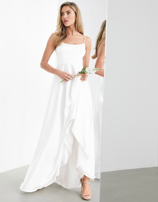 ASOS DESIGN Rosie satin cami wedding dress with square neck