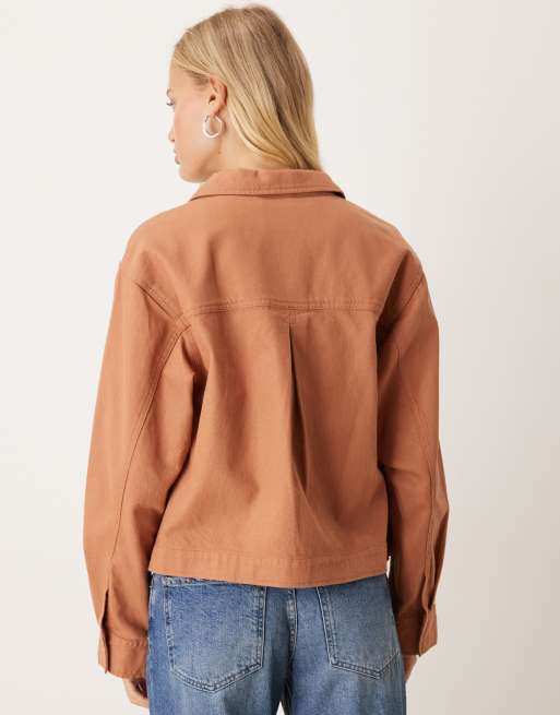 ASOS DESIGN – Rostfärgad jacka i twill med krage, 3 av 4