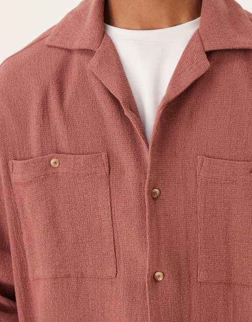 ASOS DESIGN – Rostfärgad, texturerad skjorta i oversize med boxig passform, 5 av 5