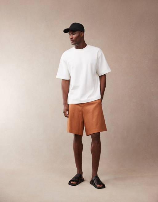 ASOS DESIGN – Rostfärgade finshorts av linneblandning med bermudastil, 2 av 5
