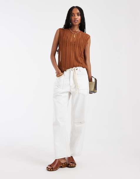 ASOS DESIGN – Rostfärgat, hålstickat, skirt linne - view 1
