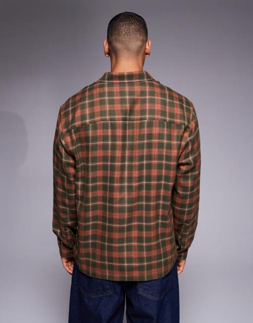 ASOS DESIGN – Roströd, rutig, avslappnad skjorta med påsydd ficka, 3 av 5