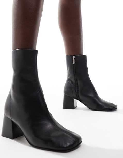 ASOS DESIGN – Rotate – Mittelhohe Lederstiefel in Schwarz - view 1