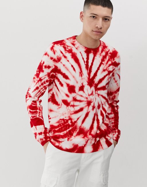 Asos Design Roter Oversize Strickpullover Mit Batikmuster Asos