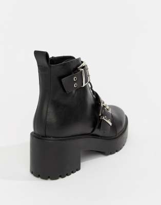 chunky buckle ankle boots