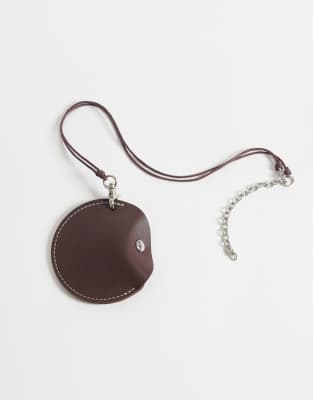 Asos Design Round Charm Pouch In Brown