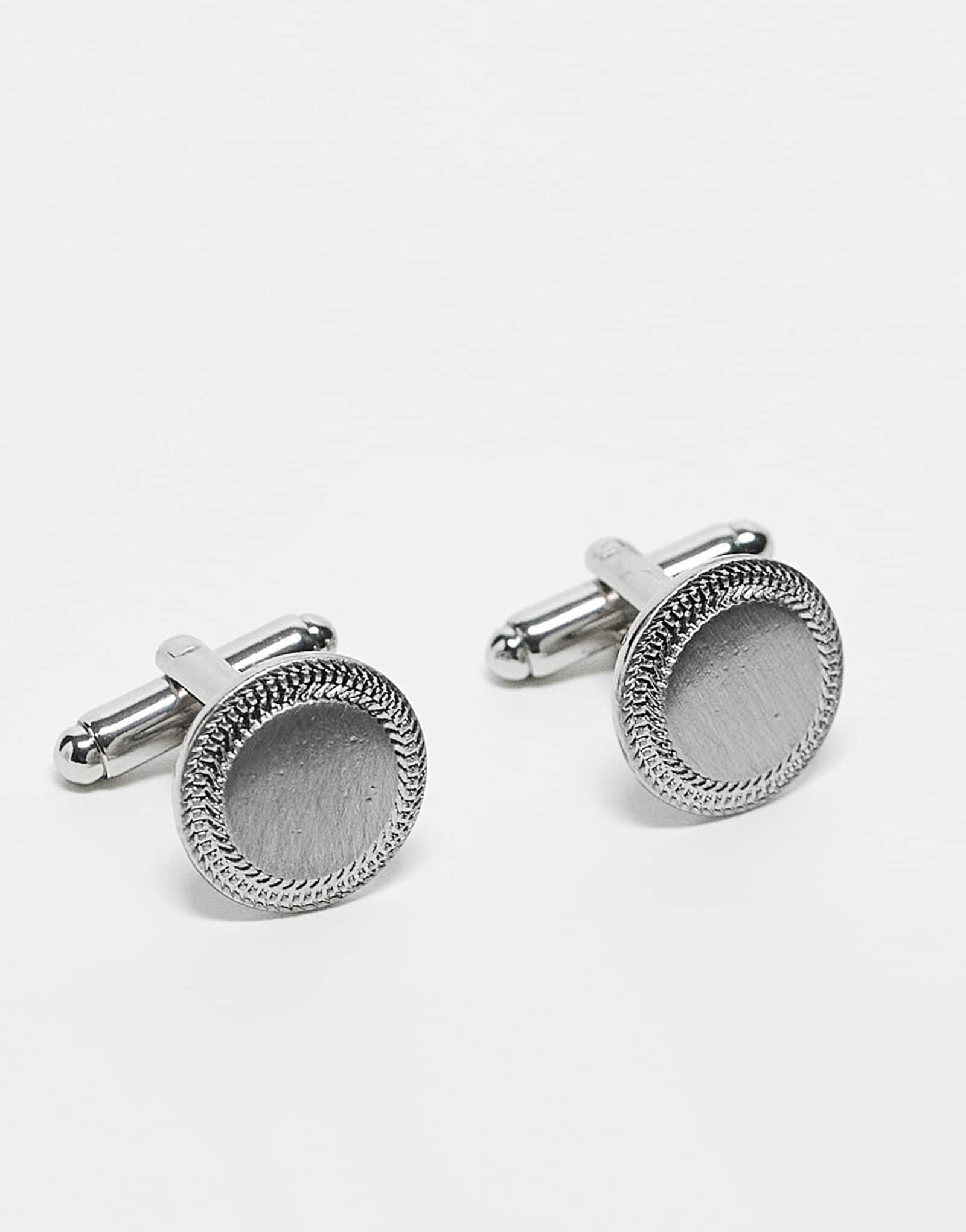 Круглые запонки ASOS DESIGN с матовым рисунком серебристого оттенка