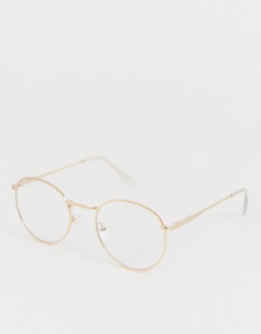 Round gold store clear glasses