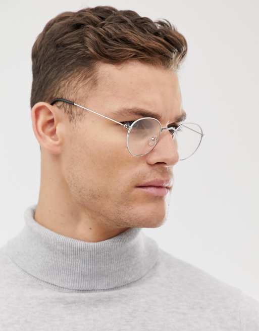 Clear lens round outlet glasses mens