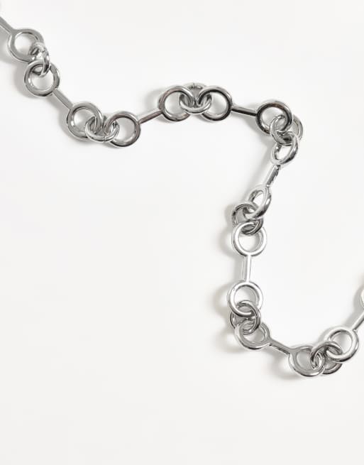 ASOS DESIGN round link chain necklace in silver, 4 of 4