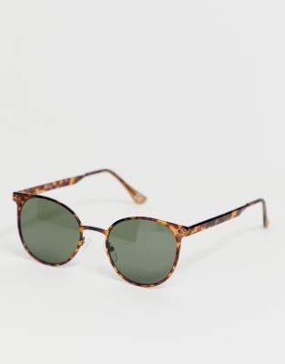 ASOS DESIGN round metal sunglasses in tortoiseshell-Brown