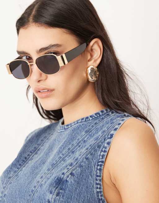 ASOS DESIGN round metal sunglasses with wide temple and smoke lens, 3 of 3