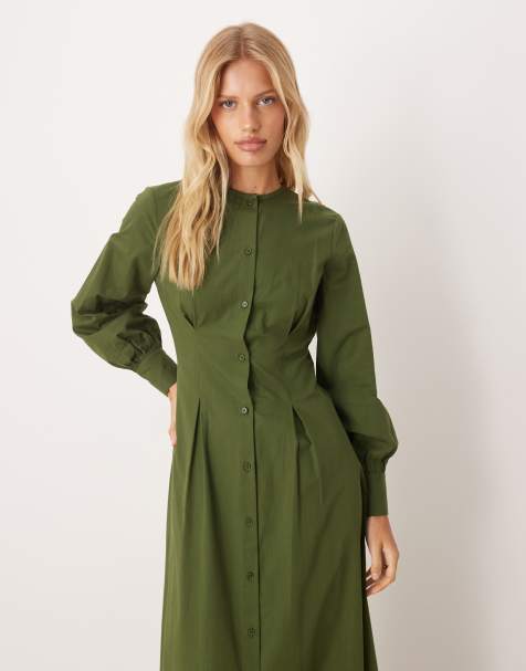 Stylish Dresses Ladies Long Shirt Dresses Uk Maxi Dress Shirt Dress Shift  Women's Clothing Page Green