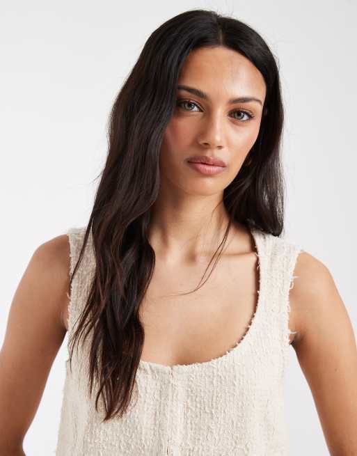 ASOS DESIGN round neckline textured denim top, 3 of 4