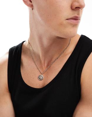ASOS DESIGN ASOS DESIGN round pendant with sun design necklace in silver