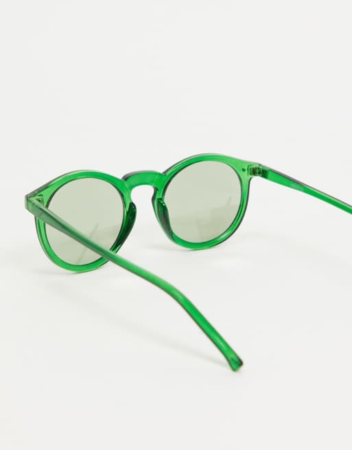 ASOS DESIGN round plastic sunglasses in green, 4 of 4
