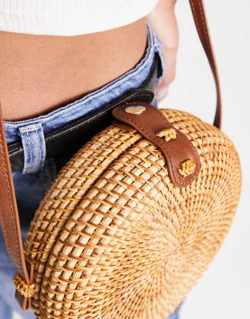 Rattan Fanny Pack in Black