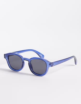 ASOS DESIGN ASOS DESIGN round sunglasses in blue with smoke lens-Navy