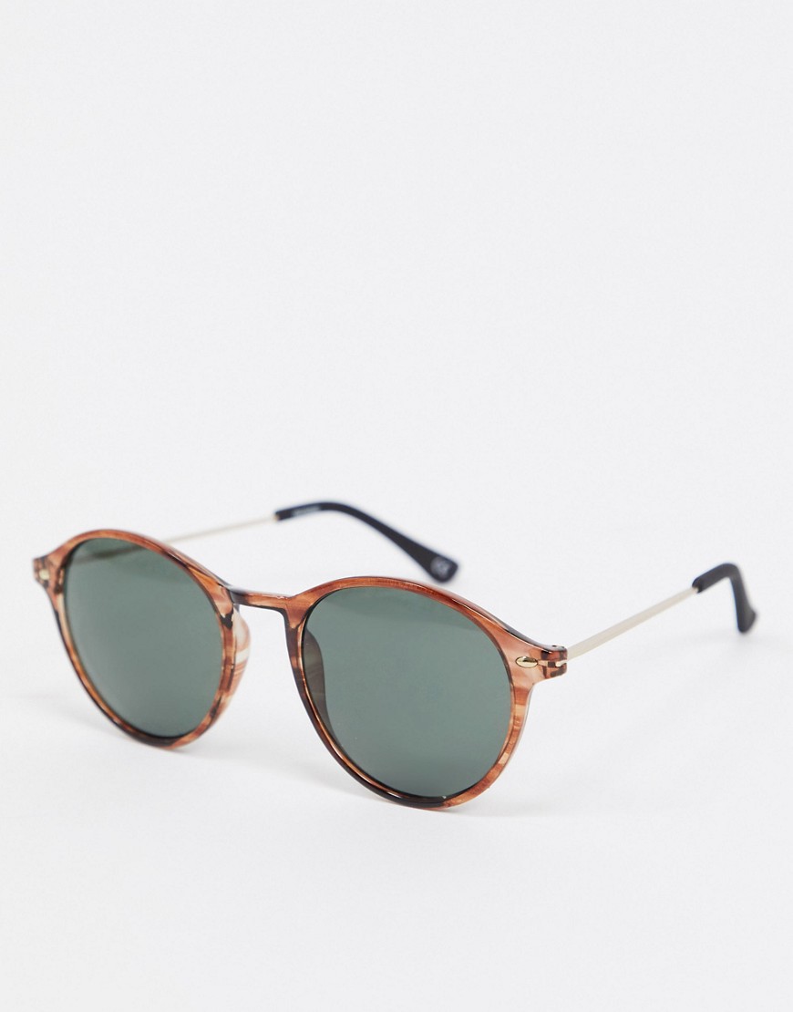 ASOS DESIGN round sunglasses in brown tort with smoke lens