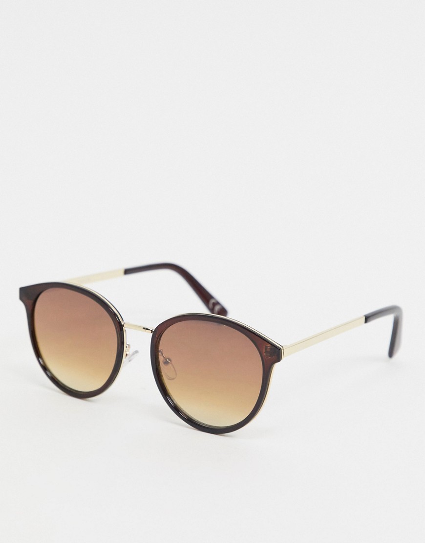 ASOS DESIGN round sunglasses in brown with metal nose
