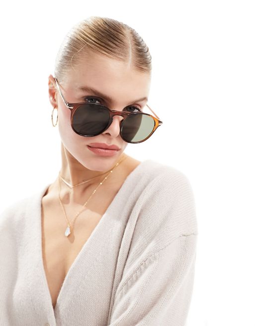 Designer Double Bridge Round Round Sunglasses Women With Metal