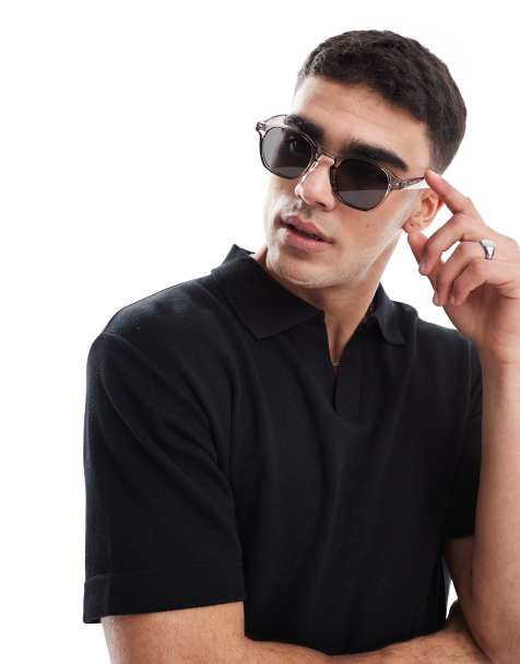 ASOS DESIGN round sunglasses in crystal grey - view 1