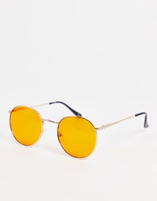 round sunglasses orange lens