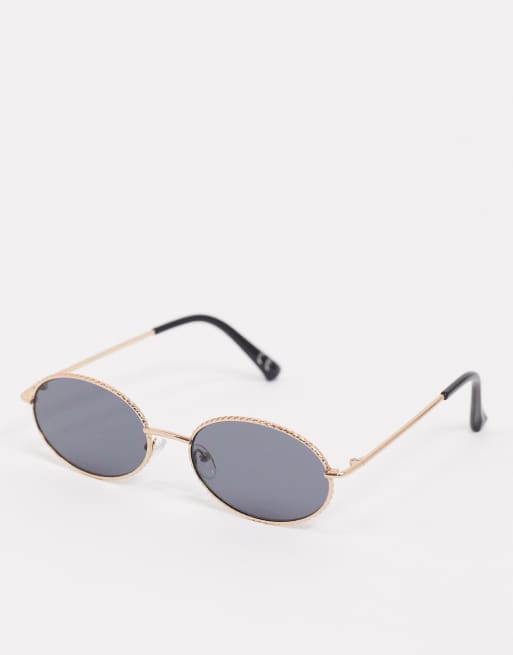 ASOS DESIGN round sunglasses in gold with rim detail and smoke lens ASOS