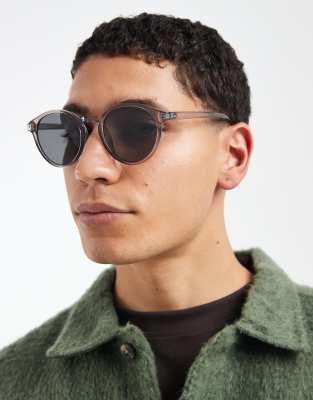 ASOS DESIGN ASOS DESIGN round sunglasses in grey crystal frame with smoke lens