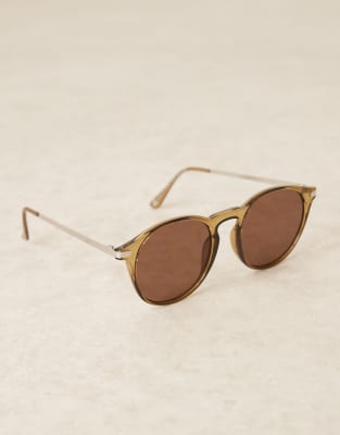 Asos Design Round Sunglasses In Green